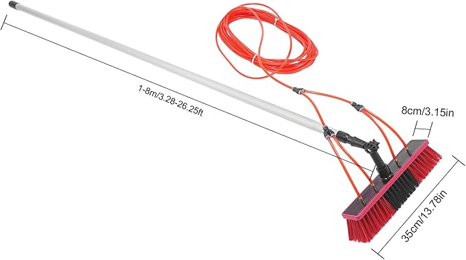 Window Cleaner,Water Fed Pole Kit Water Fed Brush for Window Solar Panel Cleaning Washing，315 in Portable Light Aluminium Pole 3 in 1 Outdoor Window Cleaning Extendable Pole Cleaner Washer Squeegee