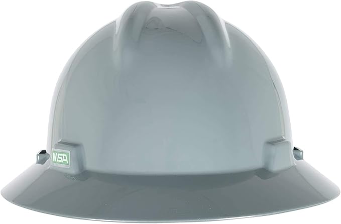 MSA V-Gard Full-Brim Hard Hat with Suspension - Polyethylene Shell, Superior Impact Protection and Self Adjusting Crown Straps - Standard Size Hard Hat