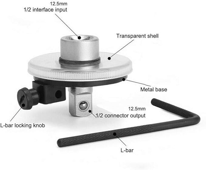 1/2 Inch Torque Wrench Angle Gauge Tool,360° Adjustable 1/2" Drive Torque meter Wrench Set,Professional Measure Tool,Father's Day Gift
