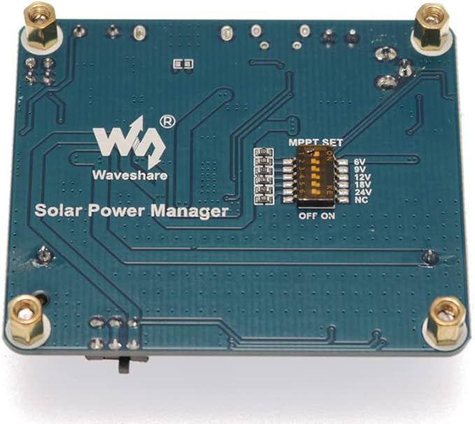 Waveshare Solar Power Management Module for 6V~24V Solar Panel Supports Solar Panel/USB Connection Battery Charging Onboard MPPT Set Switch