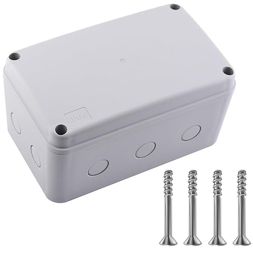 NineLeaf IP66 Waterproof Junction Box Outdoor, 7 1/8" x 4 1/2" x 4" White Electrical Enclosure, Weatherproof Project Box for Garden, CCTV, Garage, Workshops, DIY Wiring,1PK