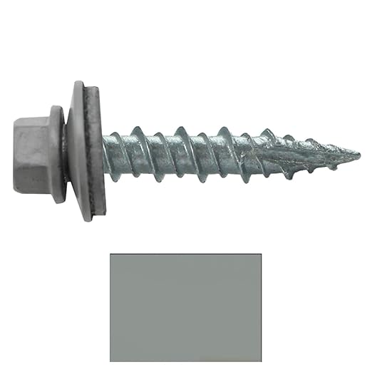 Metal Roofing Screws: (250) 10 x 1 Slate Hex Head Sheet Metal Roof Screw. Self Starting Metal to Wood siding Screws. EPDM Washer. Colored Head