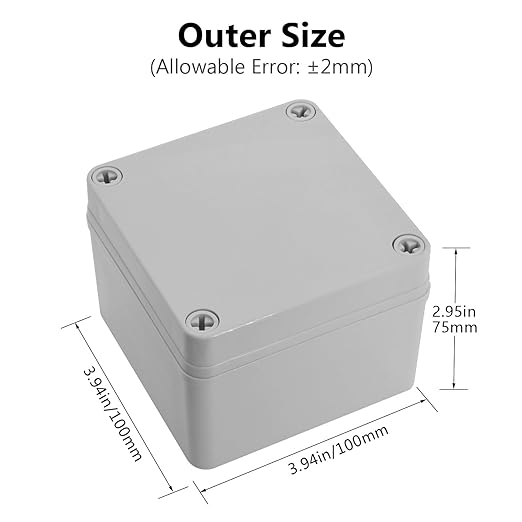 LeMotech IP67 Waterproof Junction Box ABS Plastic Project Box Dustproof Electrical Box Outdoor Enclosure for Electronics DIY Case Gray 3.9X 3.9X 3 inch (100x 100x 75 mm),2 Pack
