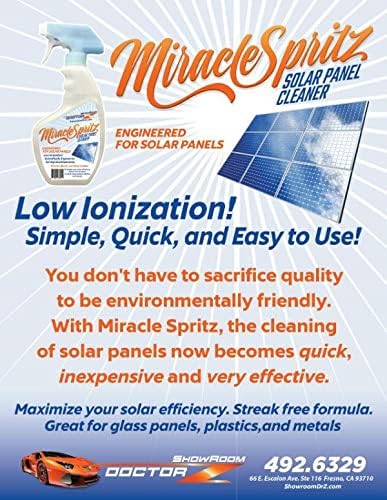 Solar Panel Cleaner - 2 btls 64oz High-Efficiency Formula, Streak-Free, Protective Finish, Easy-to-Use, Cleans at Least 7000 ft
