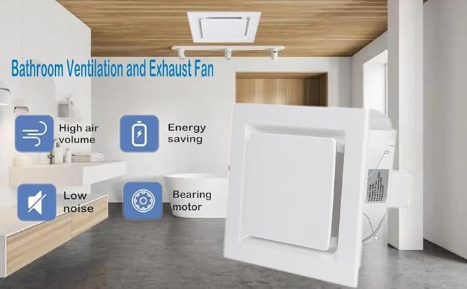 Bathroom Exhaust Fan without Light, Ceiling Mount Ventilation Fan bathroom extractor 110V bathroom fan for Kitchen 120CFM 1.2Sones (Square)