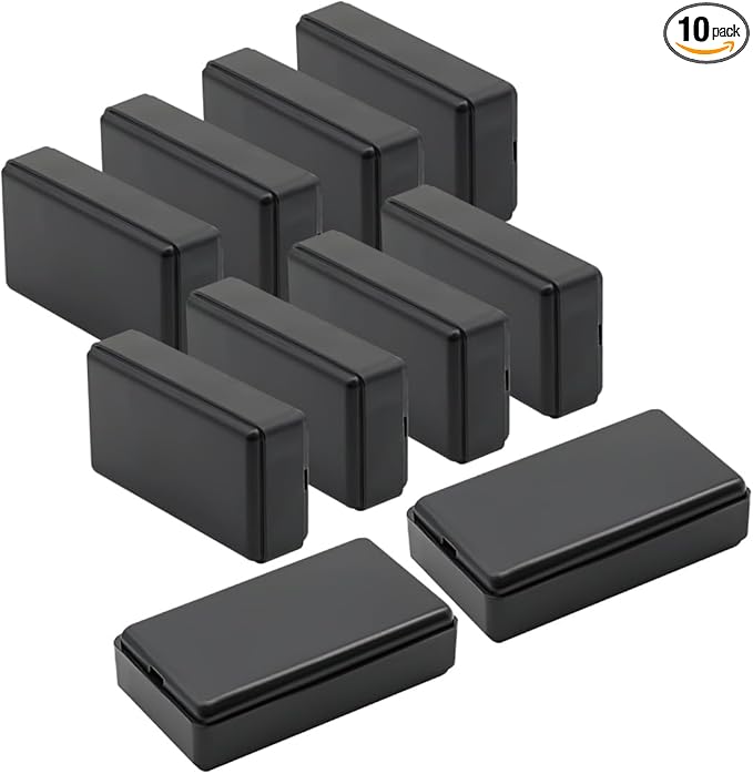 LeMotech Project Box 10 Pieces ABS Plastic Electrical Project Case Small Junction Box for Electronics Black 2.0 x1.1 x0.6 inch (50 x 28 x 15 mm)