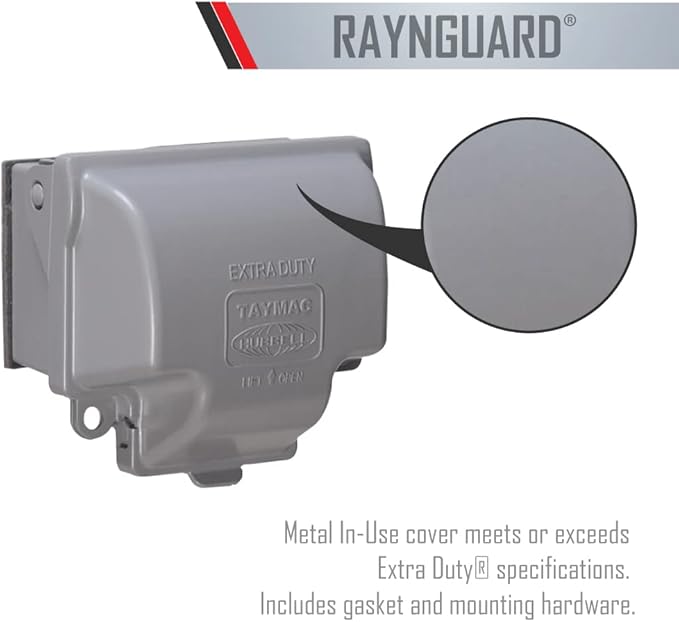 TayMac MX3300 RaynGuard Extra Duty Metal Weatherproof in-Use Cover, 1-Gang, Gray