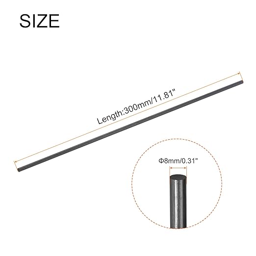 MECCANIXITY Carbon Fiber Rod, 8mm x 300mm Carbon Rod Bar for RC Plane DIY Craft Kite Wing Tube Quadcopter Arm Repair Pack of 4