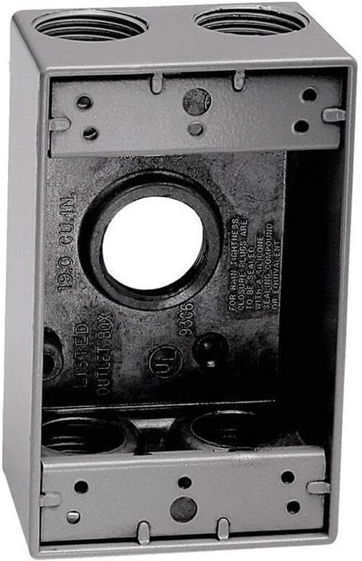 Sigma Engineered Solutions 14251-5 1/2-Inch 5 Hole 1-Gang Weatherproof Box, Gray