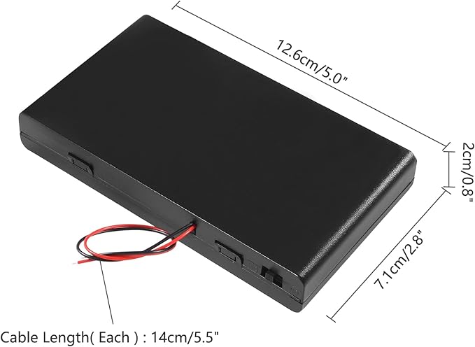 Aobao 5pcs 8 x 12V AA Battery Holder Case Box with ON/Off Switch and Leads Wire Cover