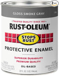 Rust-Oleum 7786502-2PK Stops Rust Brush On Paint, 1 Quarts, Gloss Smoke Gray, 2 Can, (Pack of 2)