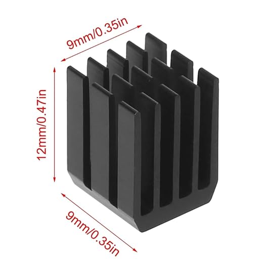 20PCS Black Aluminum Heat Sink with Thermal Conductive Adhesive Tape, 9×9×12mm Heatsink Cooler for Cooling VRM GPU Stepper Driver MOSFET VRam Regulators