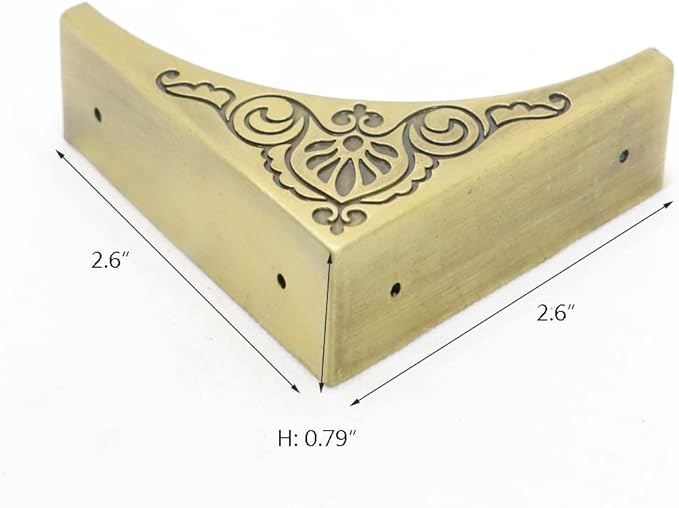 4Pcs Table Corner Protectors, 2.6"x2.6" Vintage Bronze Metal Corner Protector, Wooden Table Corner Guards, Triangle Edge Decorative, Metal Edge Safety Corner for Furniture Table Boxes Cabinet