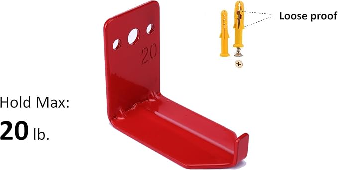 Fire Extinguisher Mount Wall Hook Bracket for Holding up to 20 lbs Extinguishers, Suited for Large and Small Dry Chemical and Water Extinguishers