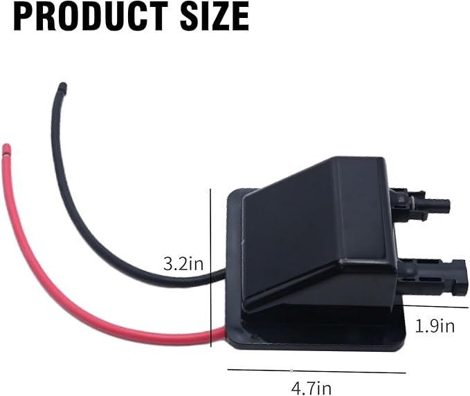 VIKKSAER Black Solar Cable Entry Gland Box, 1FT 10AWG Soft Solar Extension Cable and Connector, UV Resistance Dual Cable Entry Gland Housing on RVs, Caravans, Boats, Campers (1Ft Black)