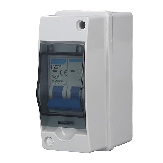 Solar Combiner Box with 20A 1000V DC Circuit Breaker IP65 Waterproof Polycarbonate Enclosure for Solar Panel Systems 4.72x2.05x3.54 Inch