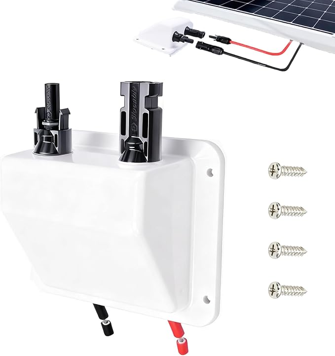 Solar Cable Entry Gland, 0.33ft 10AWG Soft Solar Extension Cable and Connector, UV Resistance Dual Cable Entry Gland Housing on Rv, Boat, Camper (10cm, White)