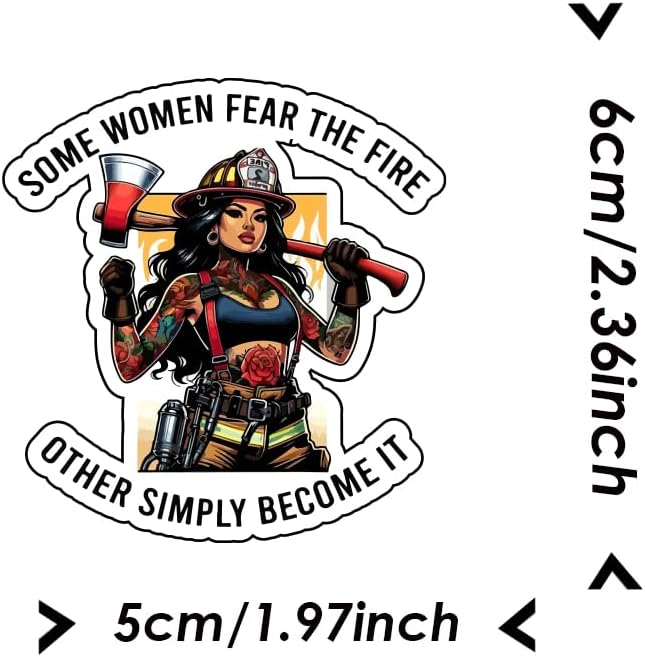 1step2dream Funny Firefighter Sticker | Humor and Witty Decals for Fire Fighter,Fire Rescue Stickers for Laptop,Water Bottles,Helmet – Gift for Firefighter,Adults,Women
