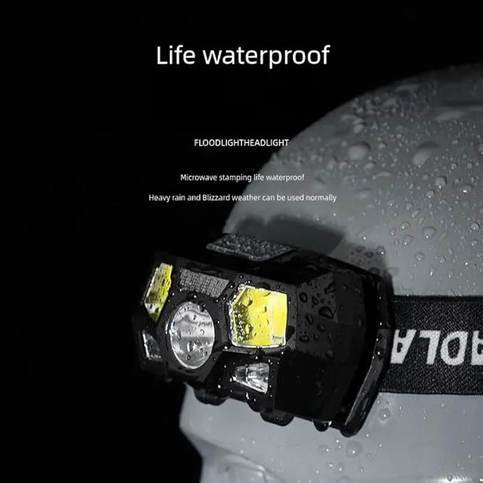 Tactical Helmet Light Flashlight,800 Lumen Ultra-Light Bright LED Rechargeable Helmet Light with White Red Light Waterproof Motion Sensor Head Lamp,5 Mode for Outdoor Camping Running Hiking