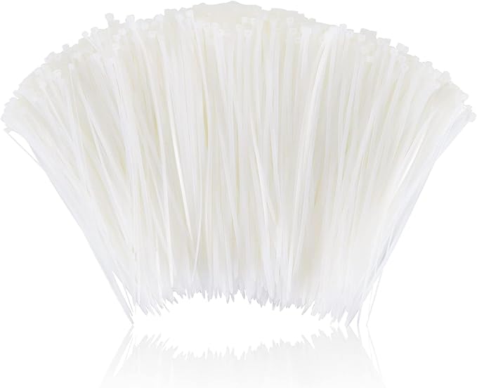12 Inch Zip Cable Ties (1000 Pack), Self-Locking Premium Nylon Cable Wire Ties,Heavy Duty White, for Indoor and Outdoor by Boacua