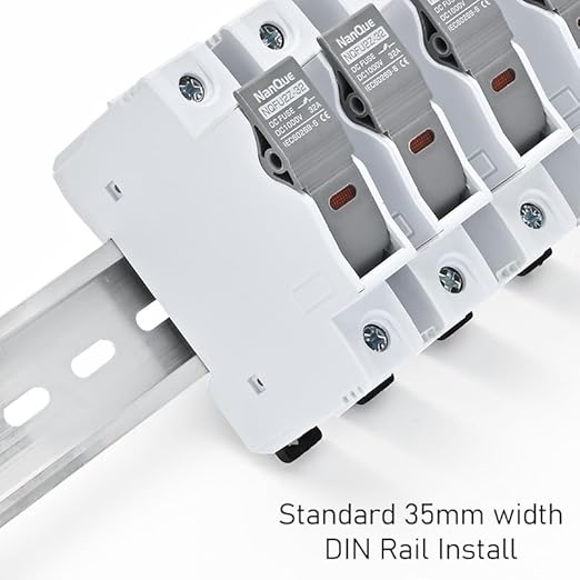 2Pcs DC Fuse Holder with Core Block 100-1000V Solar PV Battery Short-Circuit Protect Single Poles 5/6/8/10/12/15/16/20/25/30/32 Amp 25kA Break Capacity Din Rail Install with Light Indicate (6A)