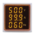 with Three-Digit Display AC Current, Voltage, Frequency Indicator, 22mm Square Head LED Multi-Function Measuring Instrument Monitor (Yellow)