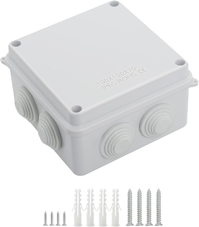 LeMotech ABS Plastic Dustproof Waterproof IP65 Junction Box Universal Electrical Project Enclosure White, Outer Size 3.9 x 3.9 x 2.8 inch (100 x 100 x 70 mm)
