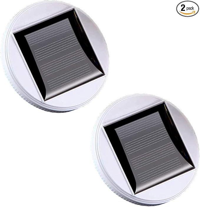 GUANFU 2 Pack Solar Panel Top Replacement for Table Lights, Color Changing Solar Mosaic Glass Lantern Replacement Light…