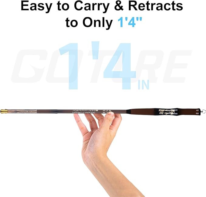 Goture Telescopic Pocket Mini Fishing Pole, Portable Small Handle Fishing Pole, Ultralight High Strength Stream River Dike Lake Fishing Rods, 5.5 6 7 8 9 10 11 12 14FT, 19 Tone Dark Brown