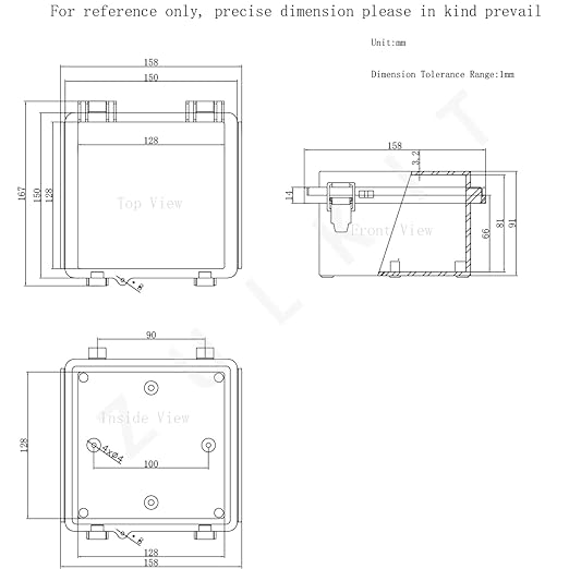 Zulkit Junction Box ABS Plastic Dustproof Waterproof IP67 Electrical Boxes Hinged Shell Outdoor Universal Project Enclosure Grey Clear Cover, Stainless Steel Buckles (5.9"x5.9"x3.5" GC k)