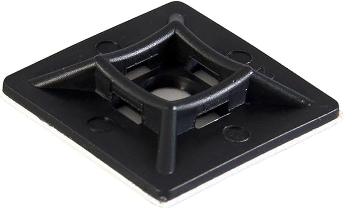 GTSE 100 Pack Black Zip Tie Mounts, 1" Adhesive Mounting Squares, Cable Tie Mount, Cable Clips Organizer Holders, Zip Tie Anchor for Wire Bundles, UV Resistant Tie Wrap Bases