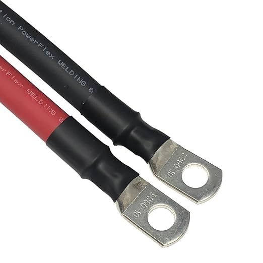 2/0 AWG Gaug Red + Black Pure Copper Battery Inverter Cables Solar, RV, Car, Boat 2 Feet 5/16" Lugs