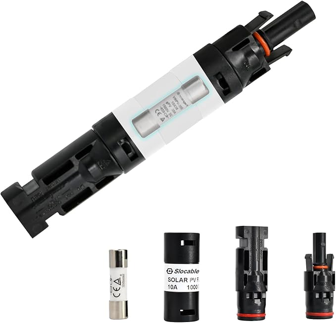 30A Solar in-line Fuse Holder Connector, IP68 1000V Male and Female Connector, for Solar Photovoltaic System (with 10X38mm Fuse)