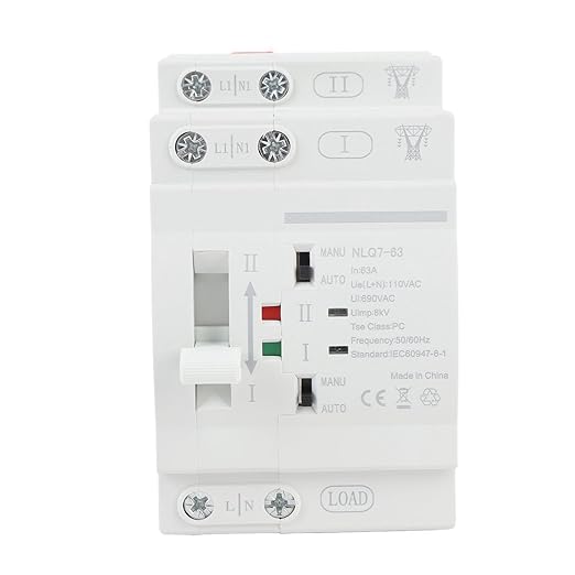 ATS Power Automatic Transfer Switch 32A Construction, Easy Installation for Home and Office Applications (110VAC)