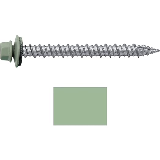Metal ROOFING SCREWS: (250) 10 x 2" Patina Green Hex Head Sheet Metal Roof Screw. Self starting metal to wood siding screws. EPDM washer. Colored head
