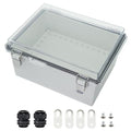Zulkit Junction Box ABS Plastic Dustproof Waterproof IP67 Electrical Boxes Hinged Shell Outdoor Universal Project Enclosure Grey Clear Cover, Stainless Steel Buckles (13.8 x 9.8 x 5.9 Inch