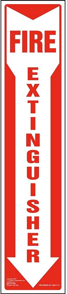 Glow in The Dark Fire Extinguisher Sign, 4" x 18" Permanent Self Adhesive Vinyl with Rounded Corners, ASTM, DIN, ISO, IMO RES A.752(18), PSPA Compliant, J. J. Keller & Associates, Inc.