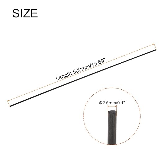 MECCANIXITY Carbon Fiber Rod, 2.5mm x 500mm Carbon Rod Bar for RC Plane DIY Craft Kite Wing Tube Quadcopter Arm Repair Pack of 5