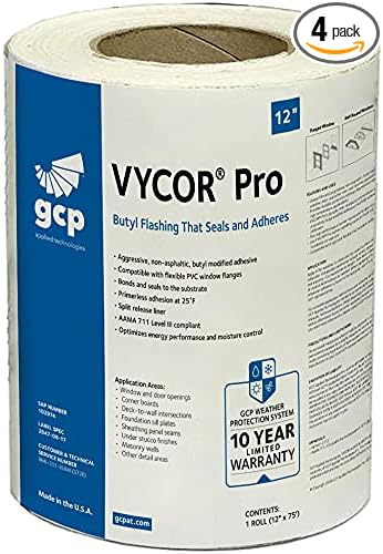 Grace Vycor Pro Self Adhered Window and Door Flashing - 12 Inch - Carton of 4
