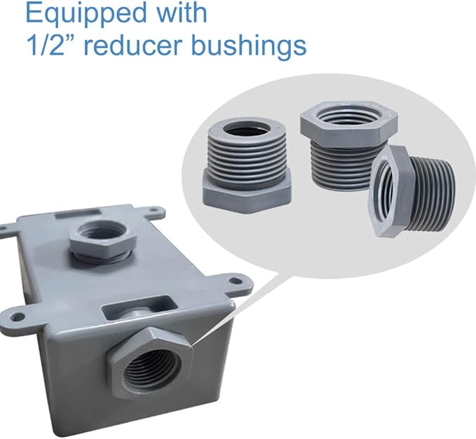 Single-Gang Electrical Box, Suitable 1/2-Inch or 3/4-Inch Electrical Conduit Weatherproof Outdoor Switch/Outlet Box, UL Listed，Plastic Junction Box Outlet（2PCS）