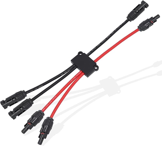 Solar Parallel Connectors for 2 Solar Panels, Tool-Free MC4 Solar Cable Splitter, Y Branch Solar Panel Splitter, 2 to 4 Solar Parallel Adapter IP68 Waterproof (FMM/MFF)