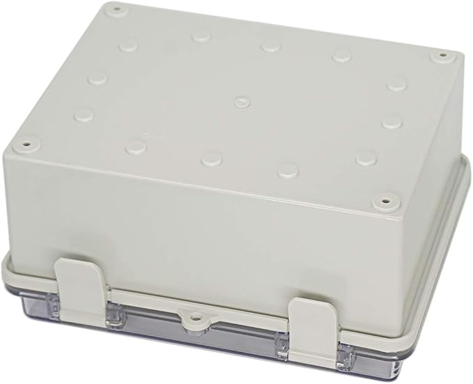 Zulkit 2pcs Junction Box ABS Plastic Dustproof Waterproof IP65 Electrical Boxes Hinged Shell Outdoor Universal Project Enclosure Clear Cover with 2 Cable Glands 8.7 x 6.7 x 4.3 inch (220x170x110 mm)
