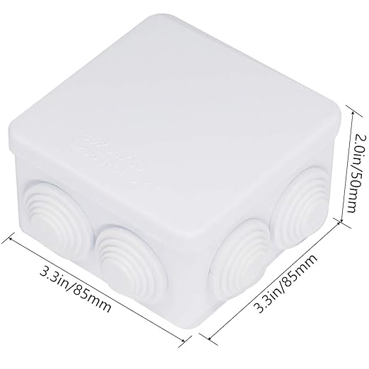 Zulkit Junction Box ABS Plastic Dustproof Waterproof IP55 Universal Electrical Boxes Project Enclosure White 3.4 x 3.4 x 2 inch (85 x 85 x 50mm)