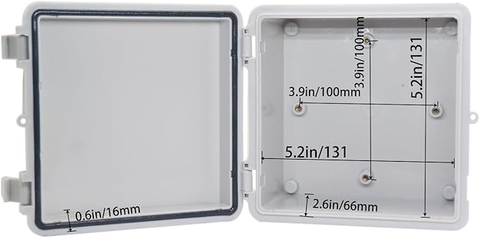 Waterproof Electrical Box Dustproof Junction Box Weatherproof IP67 ABS Plastic Enclosure Switch Router Project Box with Mounting Plate with Wall Bracket 2 Cable Glands Grey 5.9"x5.9"x3.5"