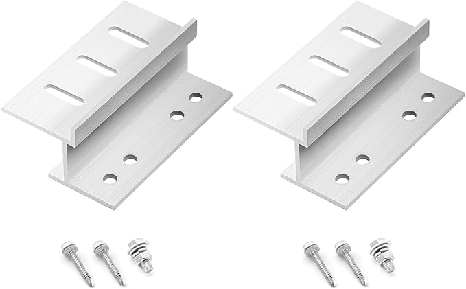 Newpowa Solar Panel Mounting Z Bracket with Nuts and Bolts Supporting for RV, Boat, Wall, Off Grid Roof Installation A Sets of 4 Units Sliver Aluminum