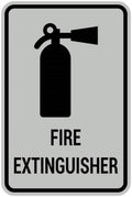 Signs ByLITA Portrait Round Fire Extinguisher Sign with Adhesive Tape, Mounts On Any Flat Surface (Lt Gray) - Small