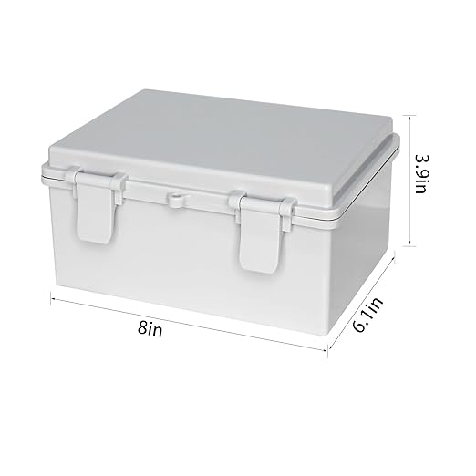 Waterproof Electrical Box Heavy Duty ABS Waterproof Junction Box, IP66 Dustproof Electrical Enclosure, Universal DIY Project Case for Outdoor Indoor Use Wall Brackets (8"x6.1"x3.9")