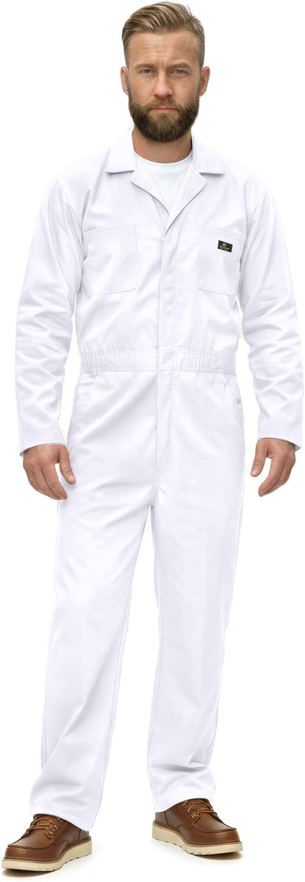 Natural Uniforms Mens Long Sleeve Zip Up Twill Coverall, Stain and Wrinkle Resistant