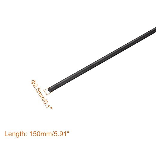 MECCANIXITY Carbon Fiber Rod, 2.5mm x 150mm for RC Plane DIY Tool Wing Tube Quadcopter Arm, Pack of 4