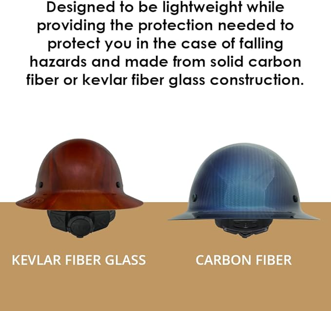 AFP Fiber Full Brim Hard Hat | 6 Point Ratchet Suspension | OSHA & ANSI Rated | Hard Hats for Men | Premium Construction Helmets for Safety